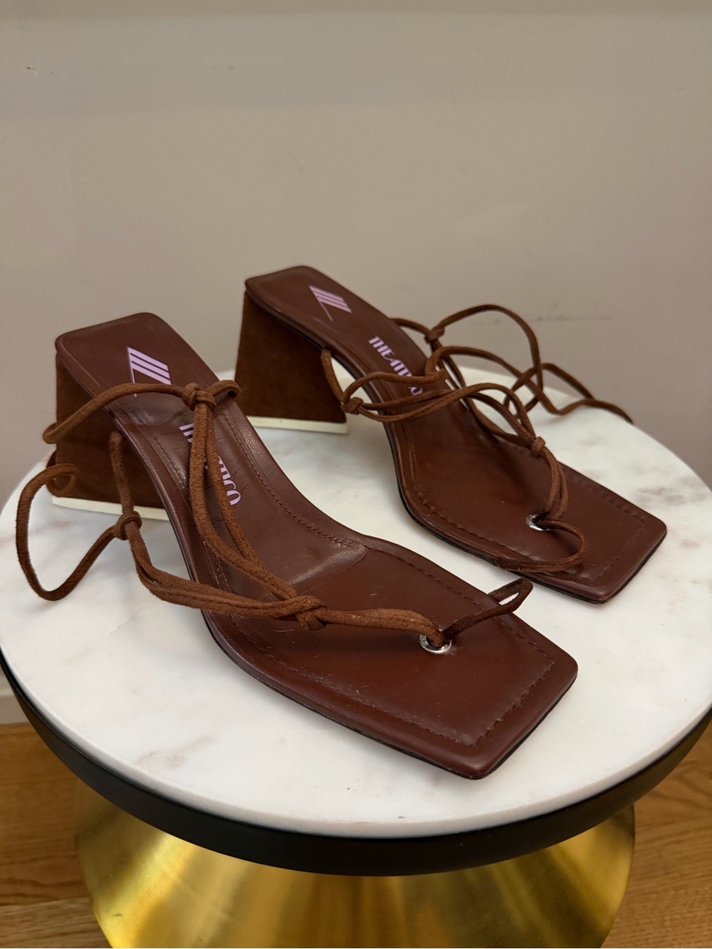 Attico Mona Thong Heel in brown, size 39